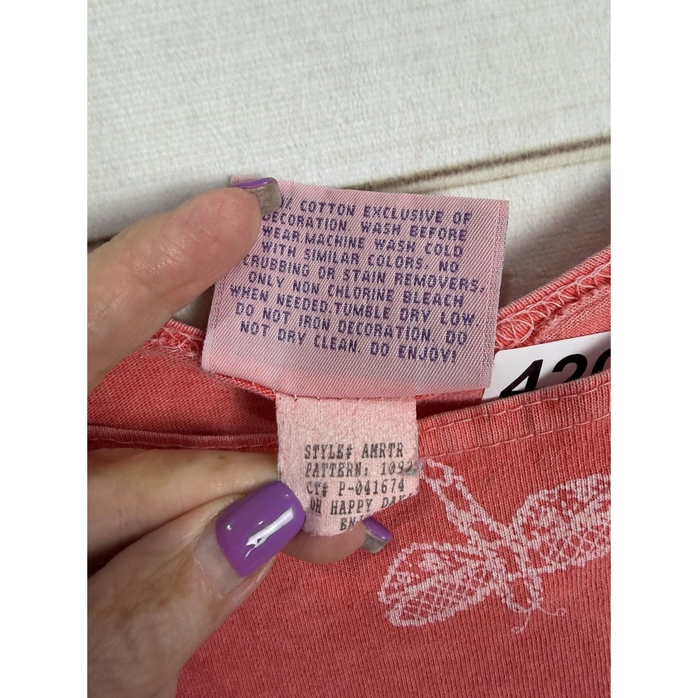 Fresh Produce Dress Womens Medium Pink Dragonfly Tank Sundress Cotton Ruffle Hem - Picture 5 of 8